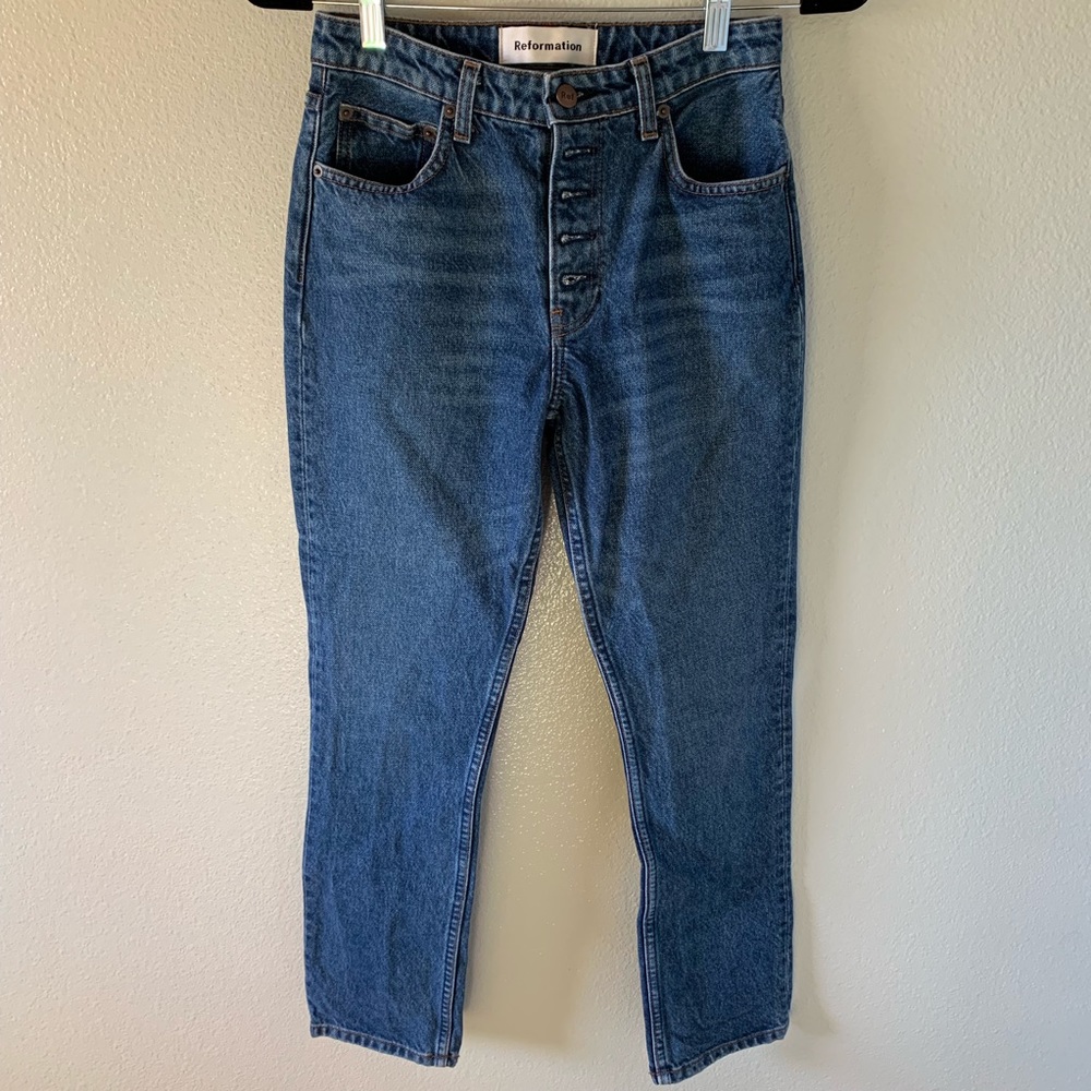 Reformation Blue High Rise Jeans Size 25